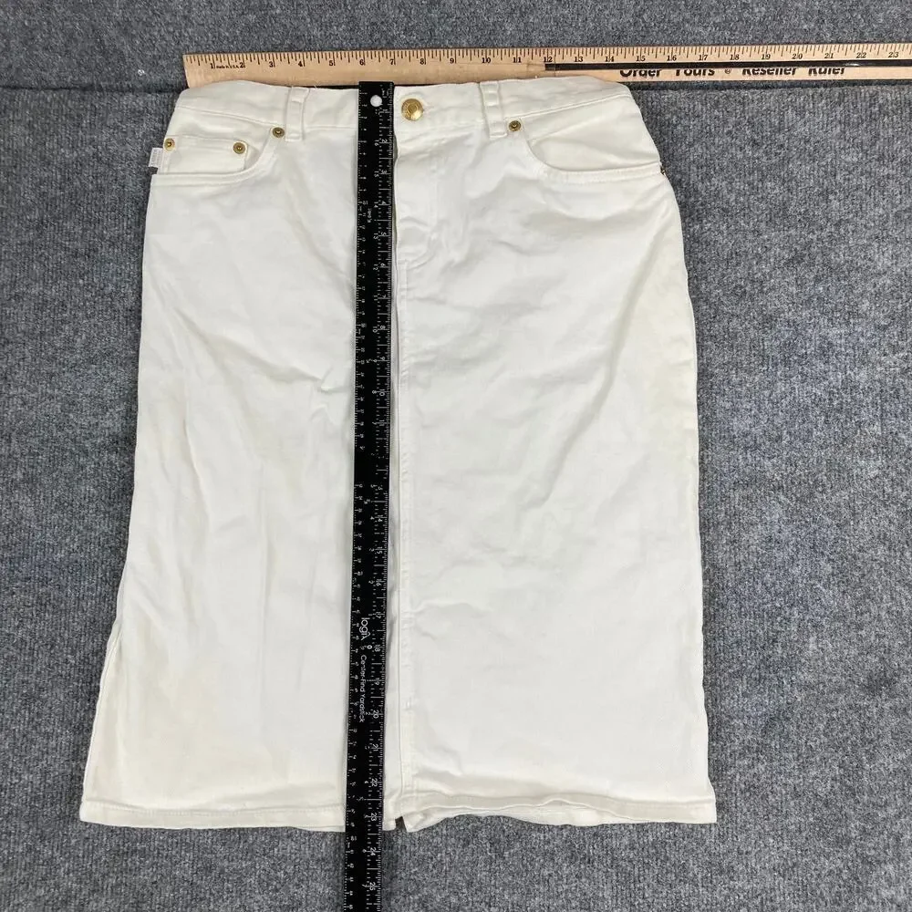Lauren Ralph Lauren Cream A-Line Skirt with Gold Hardware